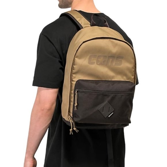 🎒SCHOOL SALE🎒Converse Go Brown Cream Backpack Men Bag Laptop Zip 10023806-A03 - Picture 1 of 8